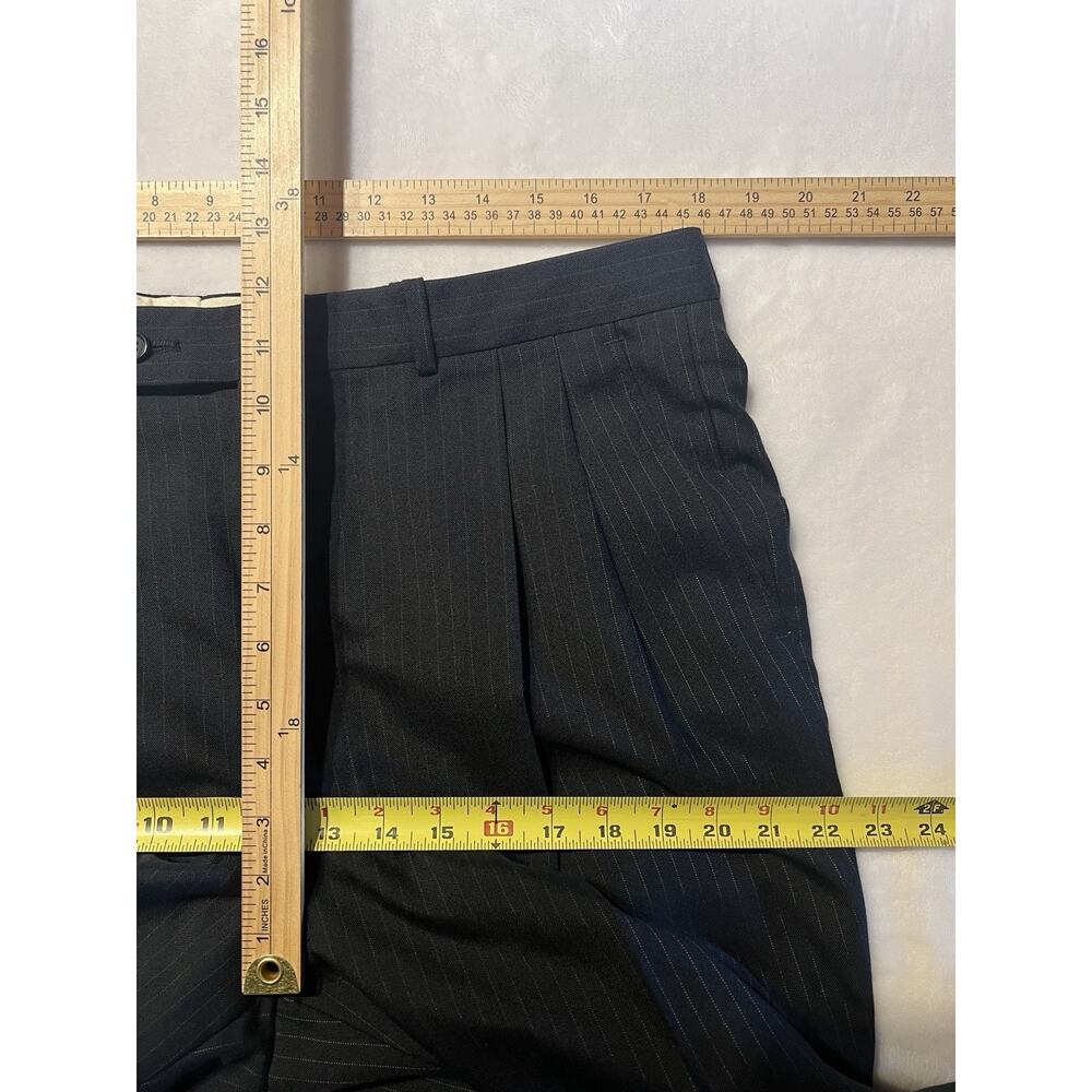 Vintage English Manor 42L 36x31 Navy Blue Pinstripe Suit Light Flannel Finish - Picture 14 of 16